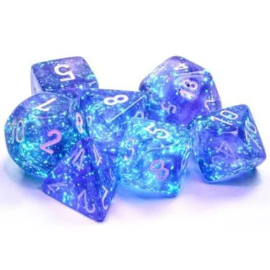 Chessex Borealis Purple/White Luminary — Polyhedral 7-Die Set — cover
