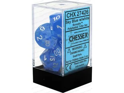 Chessex Borealis Sky Blue/White — Polyhedral 7-Die Set