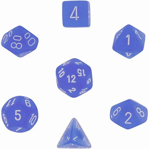 Chessex Frosted Blue/White — Polyhedral 7-Die Set