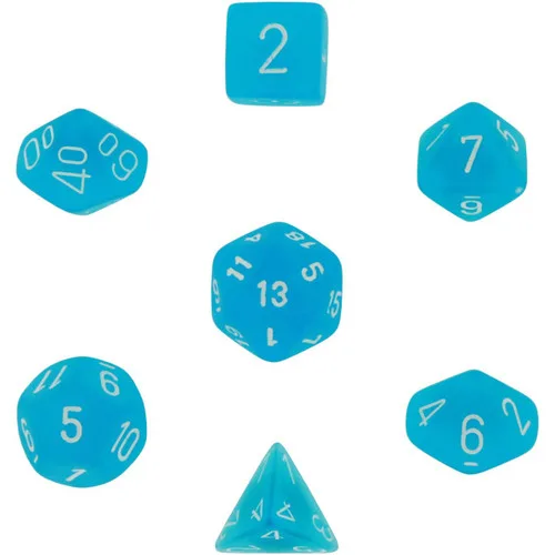 Chessex Frosted Caribbean Blue/White — Polyhedral 7-Die Set — cover