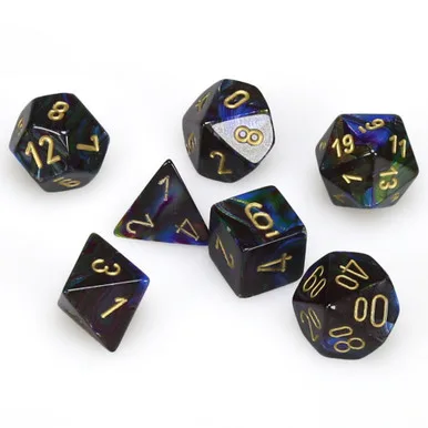 Chessex Lustrous Shadow/Gold — Polyhedral 7-Die Set — cover
