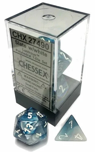 Chessex Lustrous Slate/White — Polyhedral 7-Die Set — cover