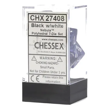 Chessex Nebula Black/White — Polyhedral 7-Die Set — cover