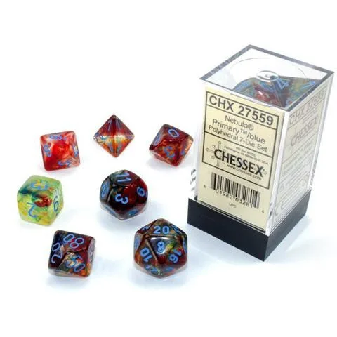 Chessex Nebula Primary Blue Luminary — Polyhedral 7-Die Set — cover