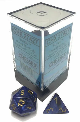 Chessex Scarab Royal Blue/Gold — Polyhedral 7-Die Set — cover