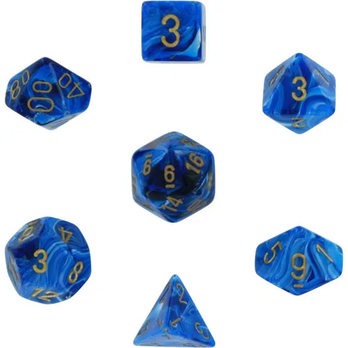 Chessex Vortex Blue/Gold — Polyhedral 7-Die Set — cover