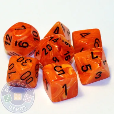 Chessex Vortex Orange/Black — Polyhedral 7-Die Set — cover