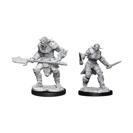 D&D Nolzur's Marvelous Unpainted Miniatures: Bugbear Barbarian Male & Bugbear Rogue F — miniatuur