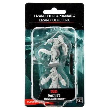 D&D Nolzur's Marvelous Unpainted Miniatures: Lizardfolk Barbarian & Lizardfolk Cleric — miniatuur
