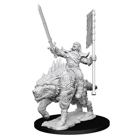 Pathfinder Battles Deep Cuts Unpainted Miniatures (W7) Orc on Dire Wolf — miniatuur