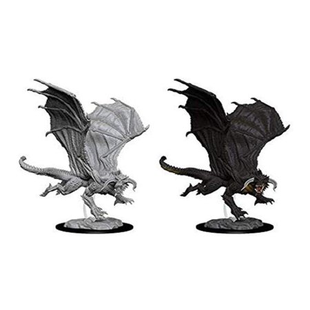 WizKids WZK73682 Dungeons & Dragons Nolzurs Marvelous Young Black Dragon W8 Miniatures